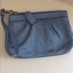 Coach light blue wristlet